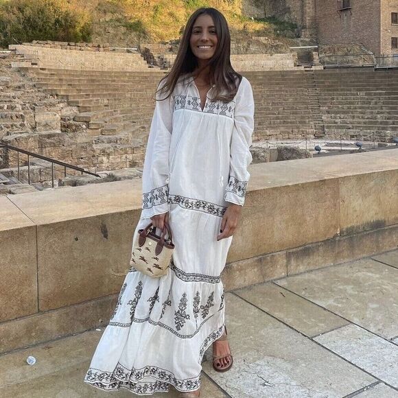 Zara Cotton Embroidered Dress New - Picture 4 of 6